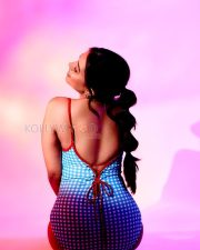 Sensual Rittika Chakraborty Cleavage in a Blue Checkered Swimsuit with Red Trim Photos 04