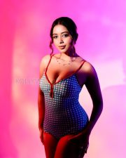 Sensual Rittika Chakraborty Cleavage in a Blue Checkered Swimsuit with Red Trim Photos 05