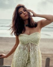 Sexy Chitrangada Singh in a Green Embroidered Strapless Peplum Top with a Sweetheart Neckline and Matching Sharara Photos 04