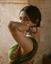 Sexy Ruhani Sharma in a Traditional Green Saree without Blouse Photos 02