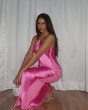 Sexy Sonam Bajwa in a Pink Satin Slip Dress Photos 03