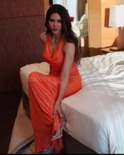 Sexy Sonam Bajwa in an Orange Sequin Bodycon Dress Picture 01 Sexy Sonam Bajwa in an Orange Sequin Bodycon Dress Picture 01