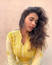 Single Actress Ketika Sharma in a Yellow Embroidered Kurta Pictures 03