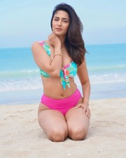 Sizzling Hot Erica Fernandes in a Floral Multi Colored Bikini on the Beach Photos 03