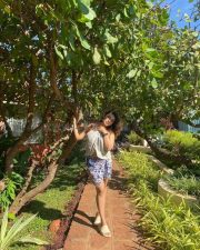 Sizzling Ketika Sharma in a Cream Colored Halter Neck Crop Top with a Blue Mini Skirt Photos 07 Sizzling Ketika Sharma in a Cream Colored Halter Neck Crop Top with a Blue Mini Skirt Photos 07