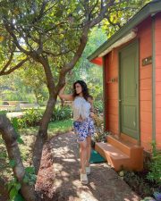 Sizzling Ketika Sharma in a Cream Colored Halter Neck Crop Top with a Blue Mini Skirt Photos 08 Sizzling Ketika Sharma in a Cream Colored Halter Neck Crop Top with a Blue Mini Skirt Photos 08