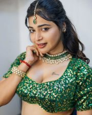 Stunning Dharsha Gupta Cleavage in a Shimmery Green Blouse Pictures 01