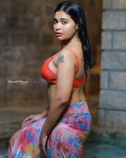 Stunning Dharsha Gupta in an Orange Swimsuit Bikini Pictures 02