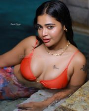 Stunning Dharsha Gupta in an Orange Swimsuit Bikini Pictures 03