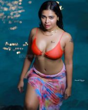 Stunning Dharsha Gupta in an Orange Swimsuit Bikini Pictures 04