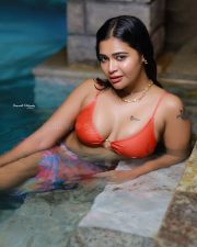 Stunning Dharsha Gupta in an Orange Swimsuit Bikini Pictures 05