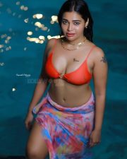 Stunning Dharsha Gupta in an Orange Swimsuit Bikini Pictures 06