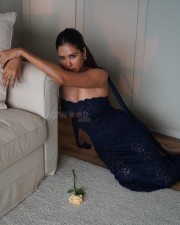 Stunning Sonam Bajwa in a Strapless Lace Maxi Dress Pictures 01