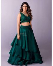 Stylish Dimple Hayathi in a Green Ethnic Lehenga Photos 02