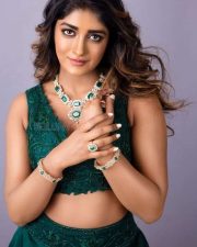 Stylish Dimple Hayathi in a Green Ethnic Lehenga Photos 03