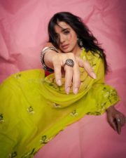 Stylish Hot Ketika Sharma in a Yellow Saree and Pink Sleeveless Blouse Pictures 06