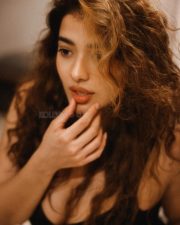 Sultry Ketika Sharma Cleavage in a Black Floral Mini Dress Photos 03