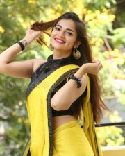 Actress Aswini Beautiful Yellow Saree Photos 14