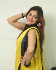 Actress Aswini Beautiful Yellow Saree Photos 48