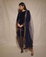 Adorable Kalyani Priyadarshan in a Blue Velvet Sharara Suit Photoshoot Pictures 05