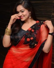 Aswini Hot Red Saree Photos 12
