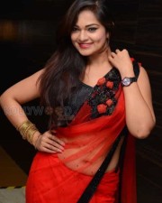 Aswini Hot Red Saree Photos 17