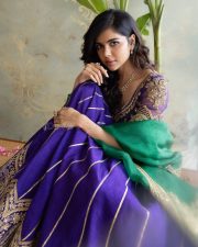 Beautiful Kalyani Priyadarshan in a Blue Purple Green Lehenga with Golden Embroidery Photos 07
