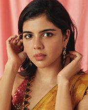 Beautiful Kalyani Priyadarshan in a Yellow Mustard Saree with a Sleeveless Blouse Pictures 05