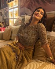 Glamorous Actress Nyra Banerjee in a gold embellished sheer crop top with gold pleated skirt photos 01 Glamorous Actress Nyra Banerjee in a gold embellished sheer crop top with gold pleated skirt photos 01