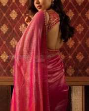 Graceful Kalyani Priyadharsan in a Pink Saree with a Sleeveless Blouse Photos 01