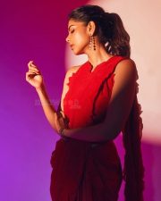 Hot Kalyani Priyadarshan in a Red Ruffle Saree with Sleeveless Blouse Photos 04 Hot Kalyani Priyadarshan in a Red Ruffle Saree with Sleeveless Blouse Photos 04