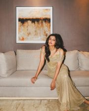 Mesmerizing Kalyani Priyadarshan in a Shimmering Liquid Gold Sequin Floor Length Gown Pictures 08