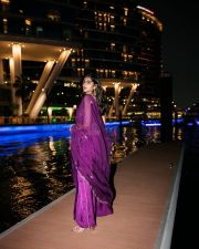 South Indian Actress Kalyani Priyadarshan in a Deep Purple Anarkali Suit Pictures 03