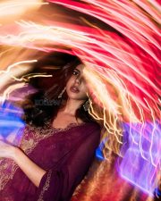 South Indian Actress Kalyani Priyadarshan in a Deep Purple Anarkali Suit Pictures 09