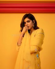 Stunningly Beautiful Kalyani Priyadarshan in a Yellow Kurta Set Photos 05