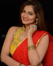 Tollywood Beauty Aswini Red Saree Photos 15