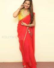 Tollywood Beauty Aswini Red Saree Photos 20