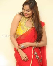 Tollywood Beauty Aswini Red Saree Photos 21