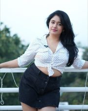 Beautiful Busty Poonam Bajwa in a White Polka Dot Printed Front Knotted Shirt with a High Waisted Denim Mini Skirt Photos 01 Beautiful Busty Poonam Bajwa in a White Polka Dot Printed Front Knotted Shirt with a High Waisted Denim Mini Skirt Photos 01