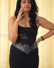 Bold Actress Poonam Bajwa in a Black Tank Dress with Belt Photos 02