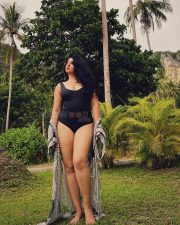 Bold and Hot Poonam Bajwa in a Black One Piece Swimsuit Pictures 03