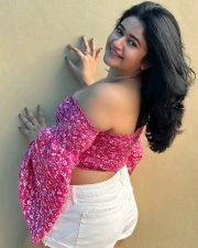 Chic Actress Poonam Bajwa in a Rose Gold Lehenga Photos 02