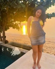 Chubby Beauty Poonam Bajwa in a Yellow Bra and Blue Dungaree Playsuit Photos 03