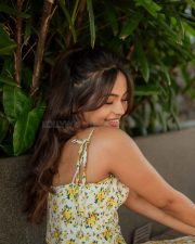 Viduthalai Actress Bhavani Sre in a Yellow Floral Short Dress with a Sweetheart Neckline Pictures 06