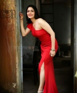 Actress Komal Sharma Red Dress Photoshoot Pictures 02