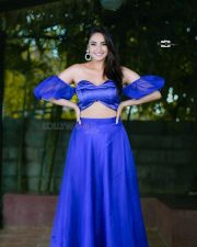 Actress Ragini Dwivedi in a Sleeveless Blue Dress Pictures 02