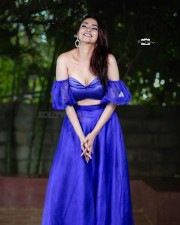 Actress Ragini Dwivedi in a Sleeveless Blue Dress Pictures 04