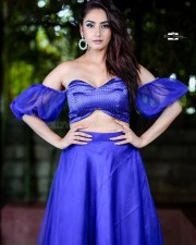 Actress Ragini Dwivedi in a Sleeveless Blue Dress Pictures 05