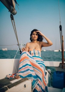 Actress Shreya Dhanwanthary Sexy on Boat Photoshoot Stills 02