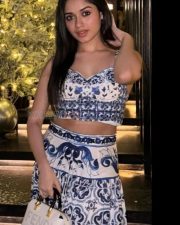 Beautiful Jannat Zubair Rahmani in a Blue And White Short Spaghetti Strap Crop Top and Long Maxi Skirt Photos 02 Beautiful Jannat Zubair Rahmani in a Blue And White Short Spaghetti Strap Crop Top and Long Maxi Skirt Photos 02